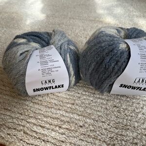 Lang Yarns Snowflake Yarn Soft Fluff Hat Cowl Blue 6 Cotton Alpaca 2 New